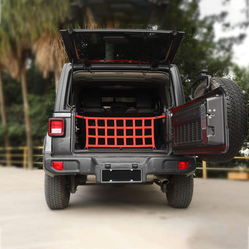 RT-TCZ Rear Cargo Net Restraint Protective Full Size Trunk Net for Jeep Wrangler Accessories 2018 2019 2020 JL JLU Sport Rubicon Sahara Red - LeoForward Australia