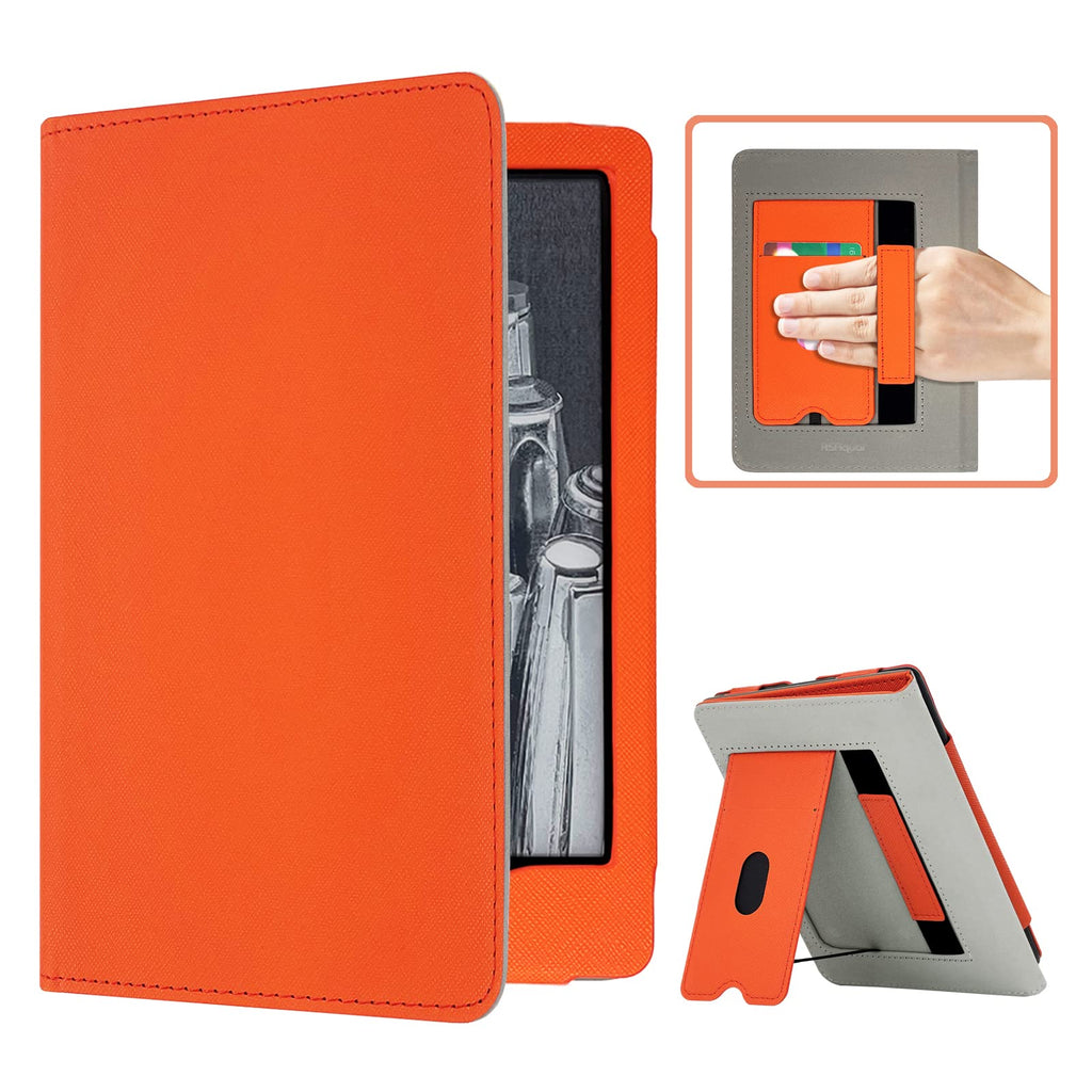  [AUSTRALIA] - RSAquar Kindle Paperwhite Case for 11th Generation 6.8" and Signature Edition 2021 Released, Premium PU Leather Cover with Auto Sleep Wake, Hand Strap, Card Slot and Foldable Stand, Orange