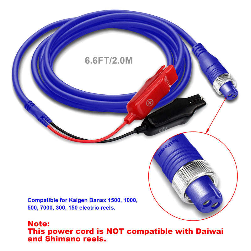  [AUSTRALIA] - BatPower ProK Electric Fishing Reel Battery Power Cable Air Cord Compatible for Banax Kaigen 7000 1500 500 300 150 Power Assist Electric Reel Battery BP-FK08B BP-FK16B Power Cord 2PIN Cable 6.6FT ProK B Cable