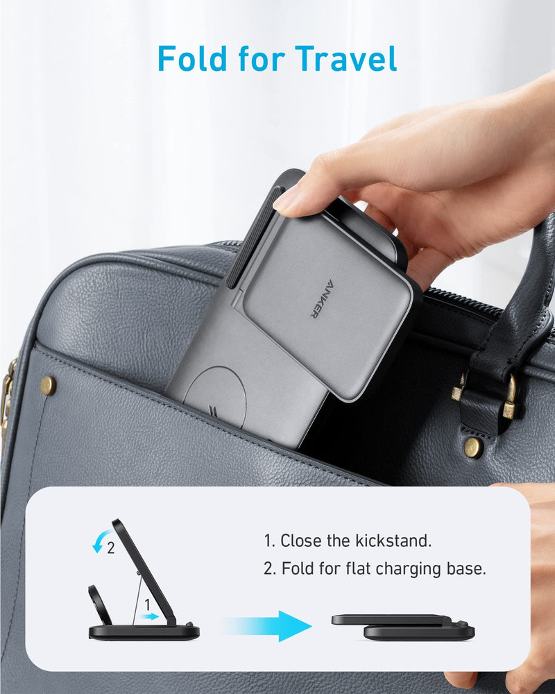  [AUSTRALIA] - Anker Foldable 3-in-1 Station with Power Adapter, 335 Wireless Charger, Works with iPhone 13/13 Pro Max / 12, AirPods Pro, Apple Watch Series 1-6, and More (Watch Charging Cable Not Included)