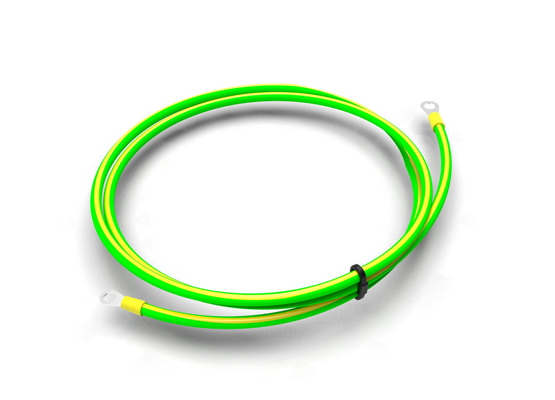  [AUSTRALIA] - CusoTec grounding cable ground cable green yellow 6mm² ring cable lug insulated with eyelet grounding server cabinet network cabinet patch field (200cm) 200cm