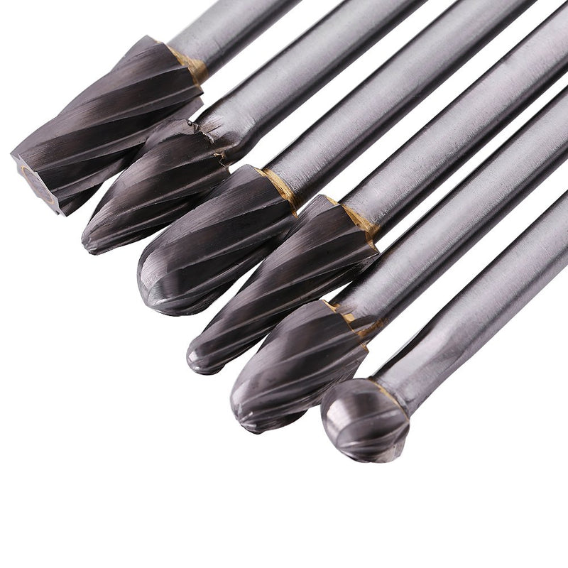 6pcs Tungsten Carbide Aluminum Rotary Files Burr Set 6mm Shank 10mm Cutting Diameter for Grinder Drill - LeoForward Australia