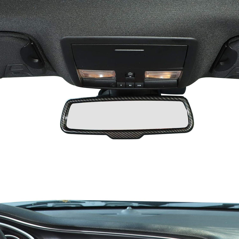 [AUSTRALIA] - Voodonala for Challenger Inner Rear View Mirror Frame Decorative Trim for Dodge Challenger 2015 up (Carbon Fiber Grain)