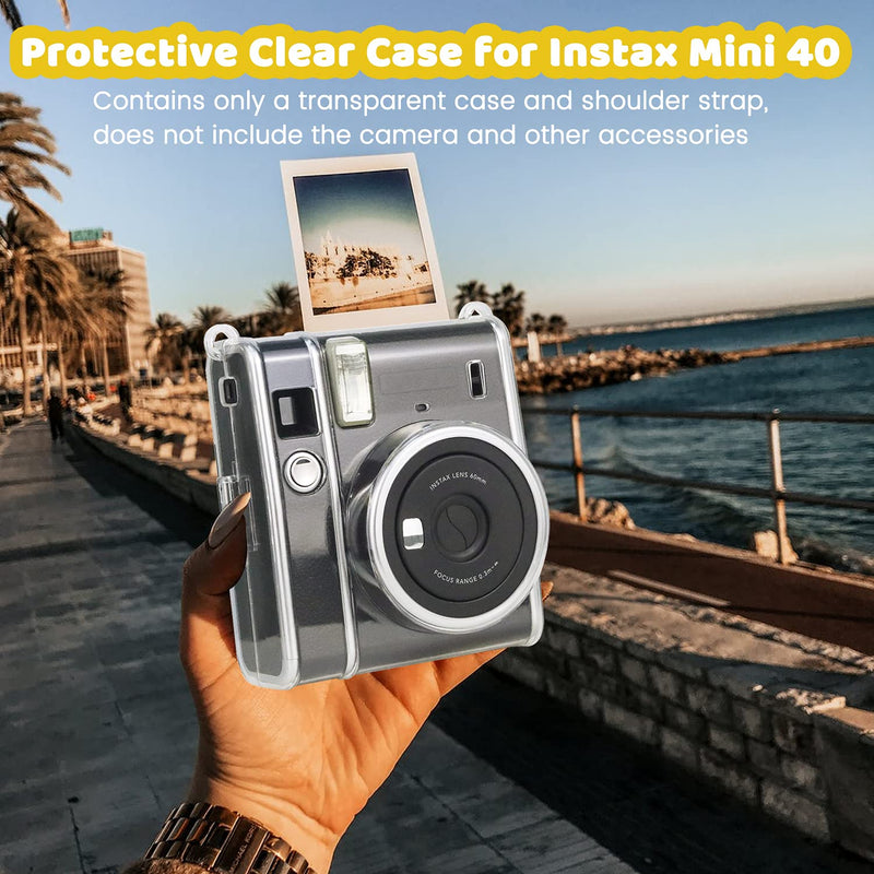  [AUSTRALIA] - Protective Clear Case for Fujifilm Instax Mini 40, Crystal Hard PP Cover with Removable Shoulder Strap for Fujifilm Instax Mini 40 Instant Camera