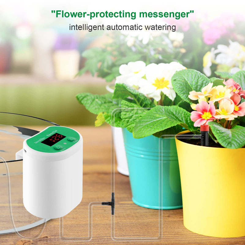  [AUSTRALIA] - Automatic Watering System for Potted Plants Watering Devices Automatic Plant Waterer System with 4 Irrigation and 2 Sprinkler Chargeable 4 Irrigation + 2 Sprinkler