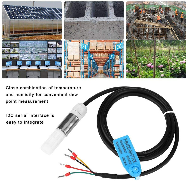  [AUSTRALIA] - Dustproof FS400-SHT3X Digital Soil Temperature Humidity Sensor Probe Made of Stainless Steel and Plastic Housing with I2C Output(SHT31) SHT31