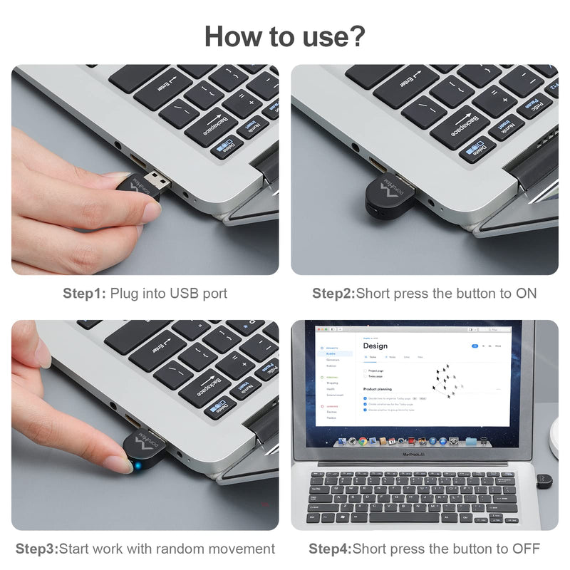  [AUSTRALIA] - Mouse Jiggler，Dofuhem Mini Undetectable Mouse Mover Device, Keep PC Active，USB Port and Driver-Free with Random Movement for Computer Laptop
