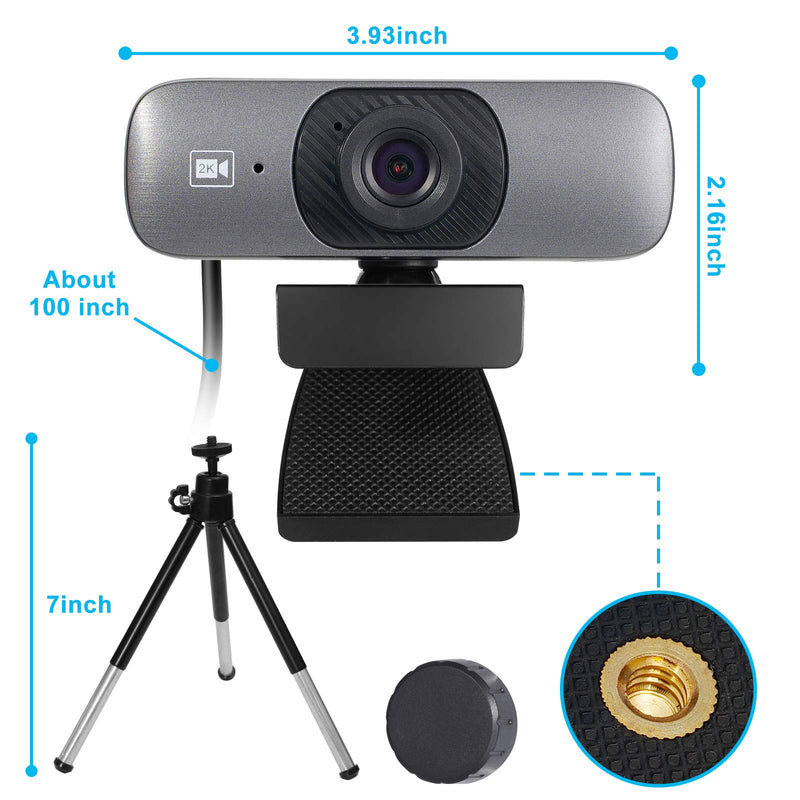  [AUSTRALIA] - 2K Webcam with Microphone for Desktop, Web Camera for Computers, USB Webcam Compatible with PC/Desktop/Laptop/Mac, Computer Webcam Plug & Play