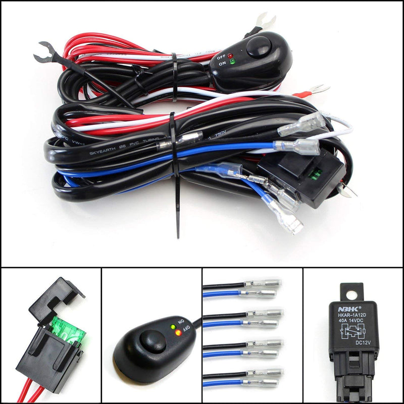  [AUSTRALIA] - iJDMTOY 4-Output Universal Fit Relay Harness Wire Kit with LED Light ON/OFF Switch Compatible With Fog Lights, Driving Lights, Xenon Headlight Conversion or LED Pod Light, Worklight, etc