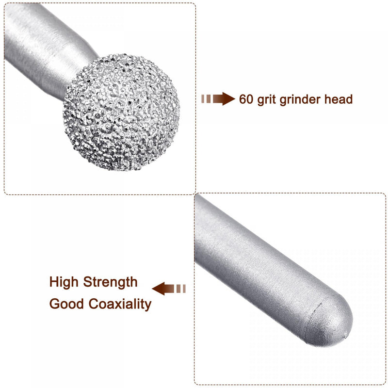  [AUSTRALIA] - uxcell Diamond Mounted Points 60 Grit 10.5mm Brazed Grinder Sphere Head 6mm Shank Grinding Rotary Bit Marble Stone Carving Tool 2pcs