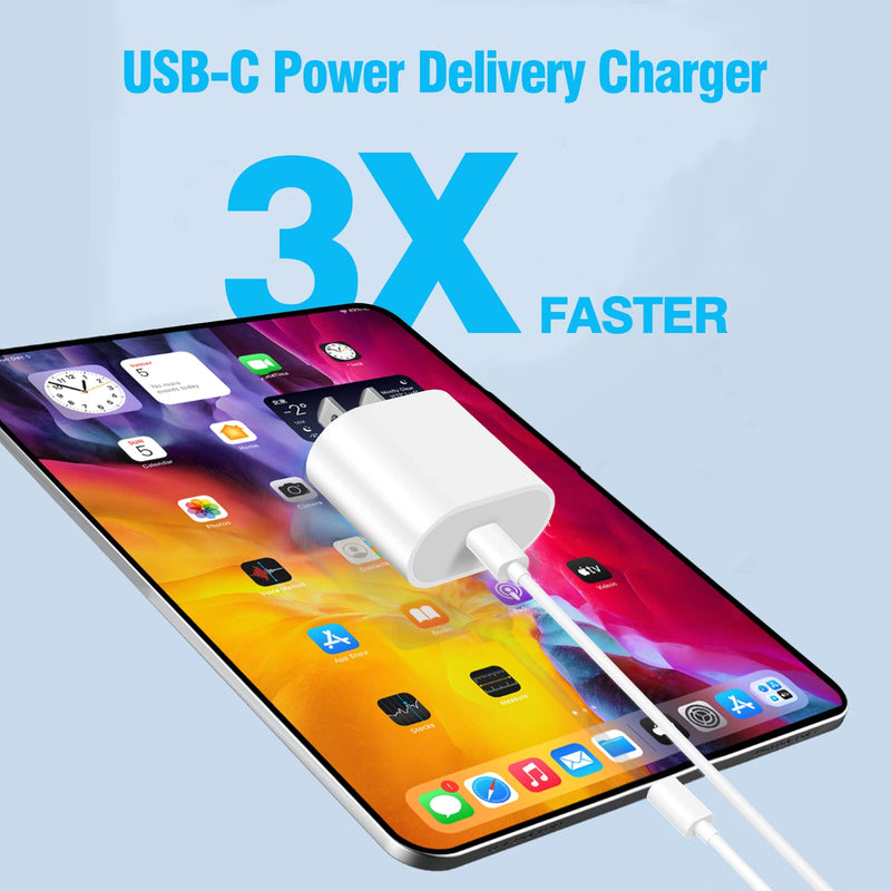  [AUSTRALIA] - iPad Pro Charger [Apple Mfi Certified] 20W USB C Charger with 10ft USB C to C Charging Cable for iPad Pro 12.9, iPad Pro 11 inch 2022/2021/2020/2018, iPad Air 5th/4th Generation, iPad 10, iPad Mini 6 White