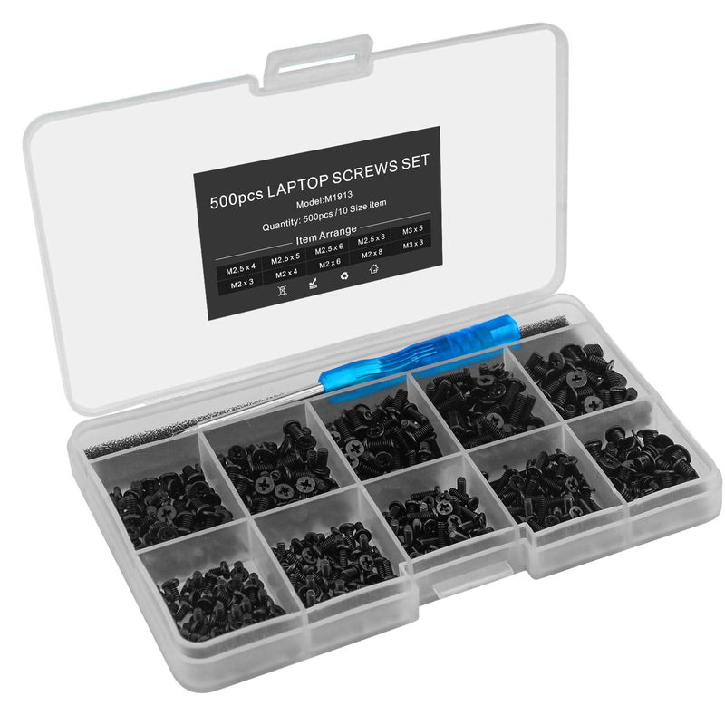  [AUSTRALIA] - Mcsher 500pcs Laptop Notebook Screws Set for IBM HP Dell Lenovo Samsung Sony Toshiba Acer Gateway Screw Assortment Kit – with Screwdriver