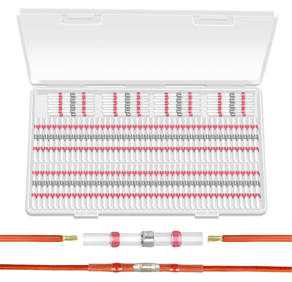  [AUSTRALIA] - Ginsco 200 PCS 22-18 AWG Solder Seal Heat Shrink Wire Connector Kit Waterproof Connector Kit with Case Red 22-18AWG : 200pcs