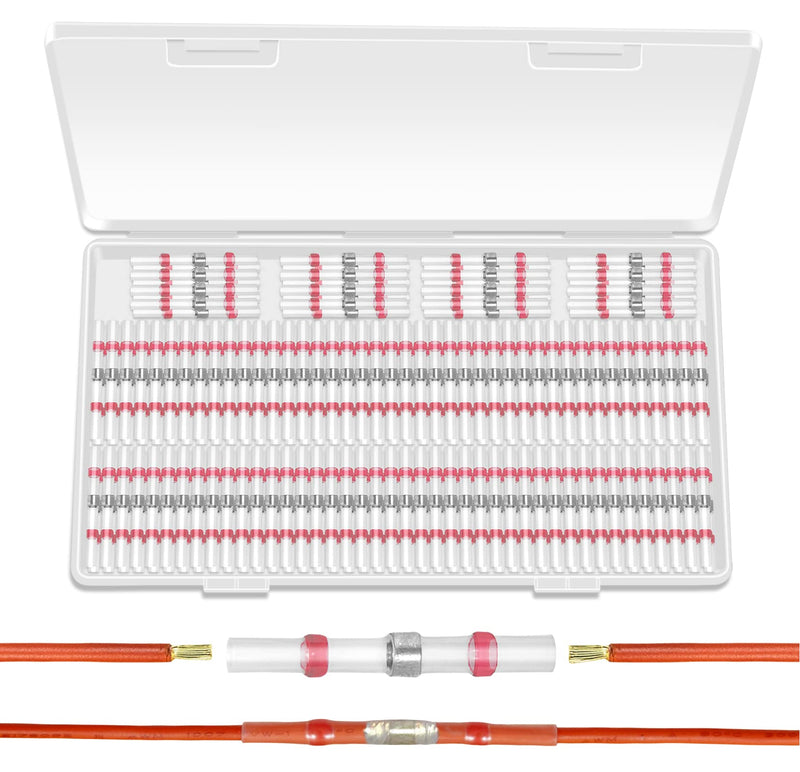  [AUSTRALIA] - Ginsco 200 PCS 22-18 AWG Solder Seal Heat Shrink Wire Connector Kit Waterproof Connector Kit with Case Red 22-18AWG : 200pcs