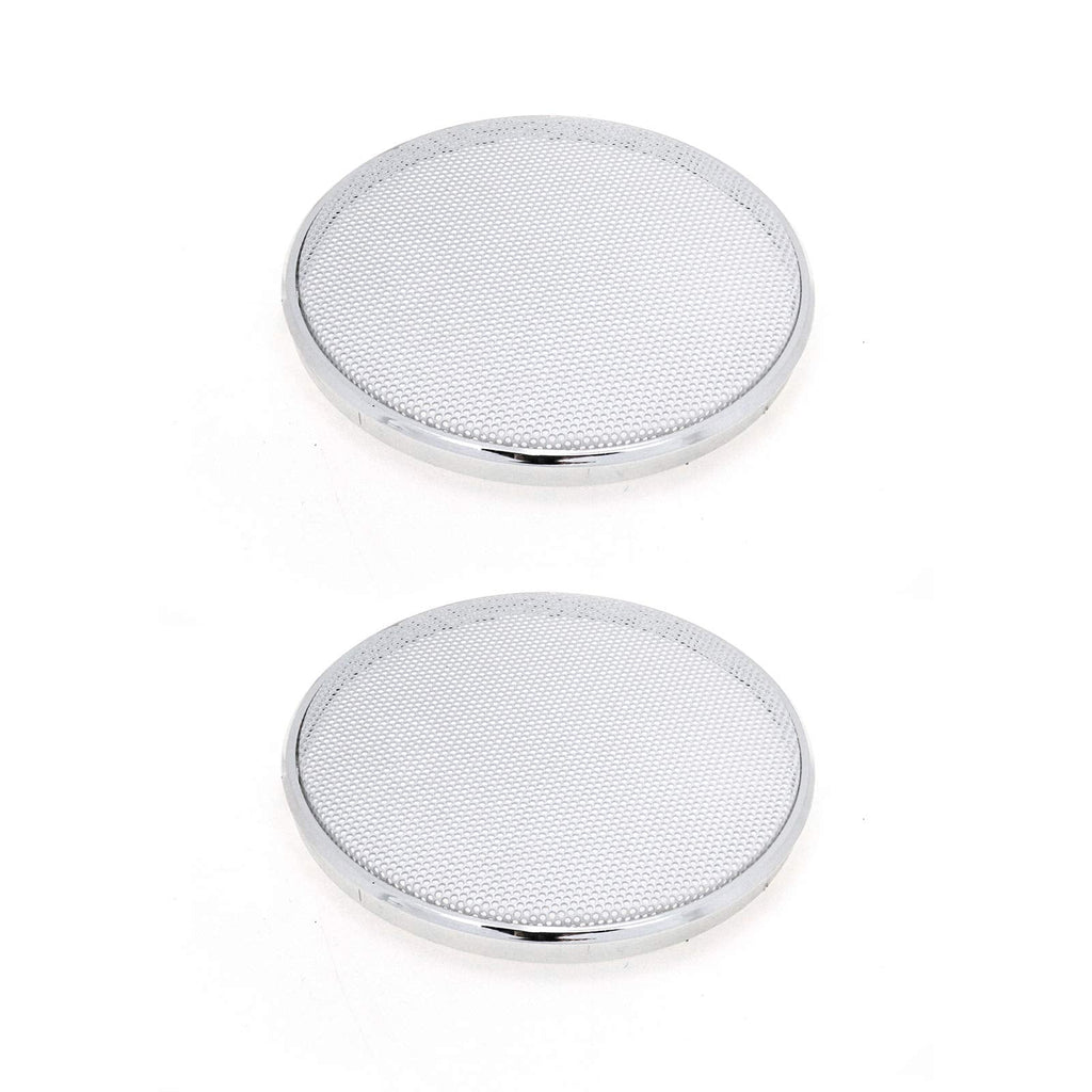  [AUSTRALIA] - Geesatis 2 Pcs Mesh Cover Protector Speaker Grill 4.1 inch / 104 mm Grill Mesh Car Audio Protective Cover Decorative Circle Speaker Grill, White 4.1" / 104 mm