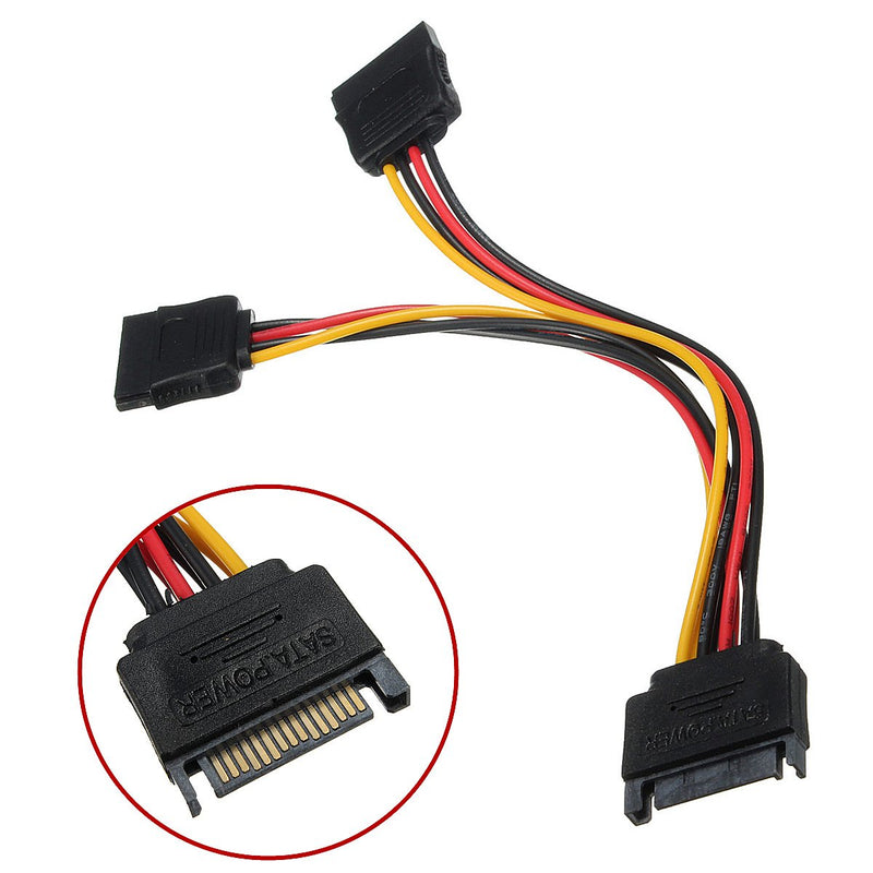 TraderPlus 2Pcs 15 Pin SATA to Dual SATA Power Y Splitter Cable for Hard Drive HDD SSD 8 Inch - LeoForward Australia