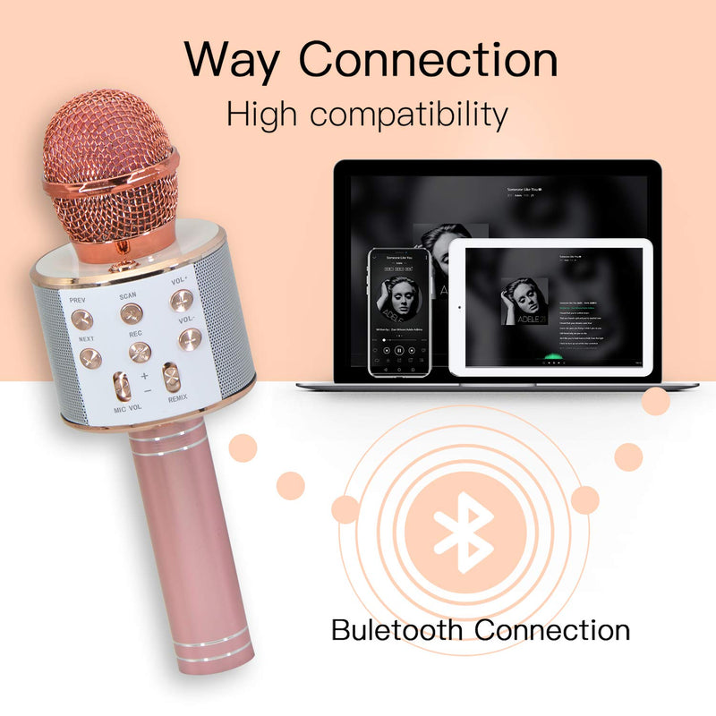  [AUSTRALIA] - Keyian Wireless Bluetooth Karaoke Microphone for Kids Gifts Rose Gold