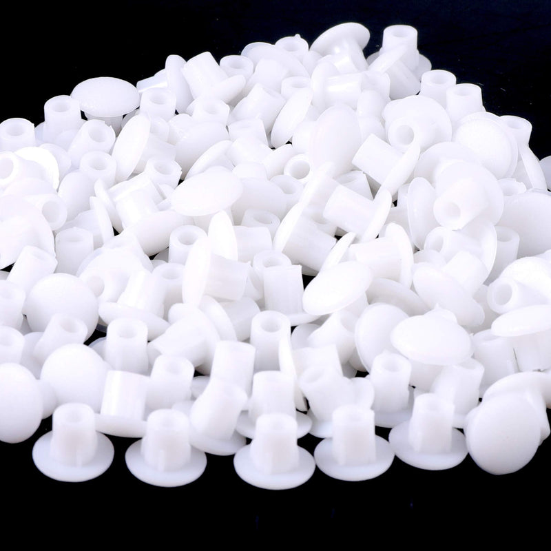 KINMAD 300 Pcs 4.4mm 0.17" Plastic Hole Plug Button Top Blanking Drilling Cover Caps Plugs for Chair Cabinet Cupboard Shelf, White 300 Pieces - LeoForward Australia