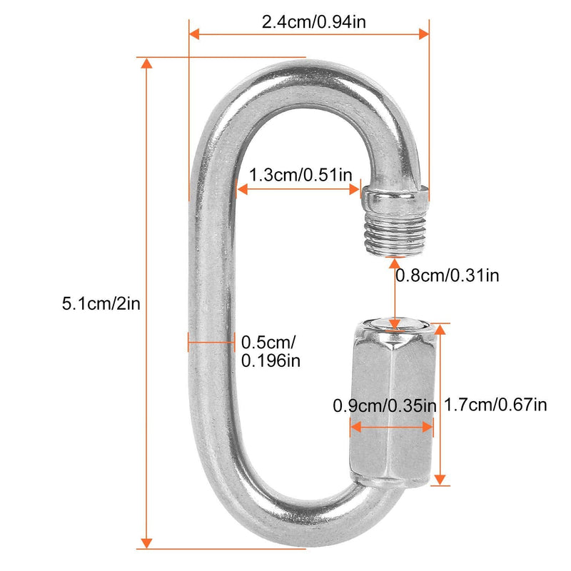  [AUSTRALIA] - 20Pack Quick Link 3/16”, Stainless Steel Chain Link, 330lbs Load Oval Locking Carabiner Keychain Connector, Small Threaded Quick Chain Clip for Pet, Backpacks, Key Ring, Dog Leash, Water Bottles