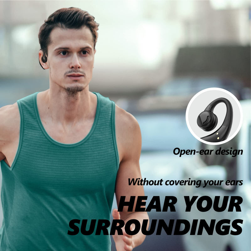  [AUSTRALIA] - Open Ear Headphones, Bluetooth 5.3 Earbuds with 60H Playtime IPX7 Waterproof Wireless Earbuds Immersive Premium Sound True Wireless Open Ear Earbuds with Earhooks for Running, Walking and Workouts Black