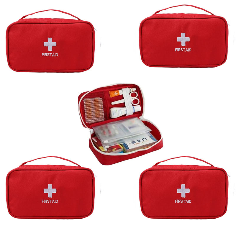  [AUSTRALIA] - 4 Pack First Aid Bag Empty Portable Medical Bag Mini Emergency Survival Storage Bag for Camping Hiking Home Travel Red