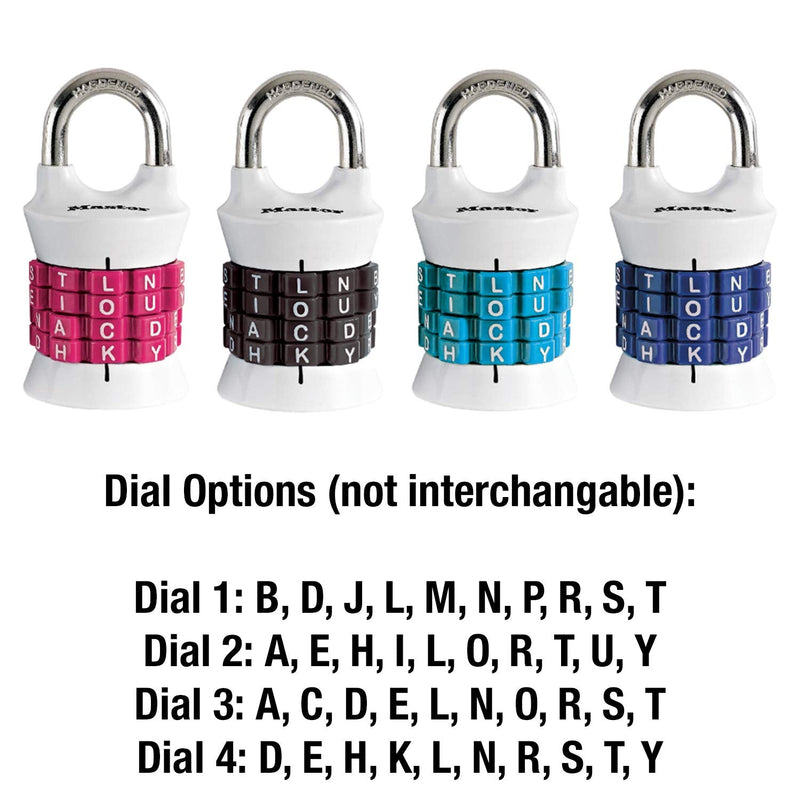  [AUSTRALIA] - Master Lock 1535DWD Locker Lock Set Your Own Word Combination Padlock, 1 Pack, Colors May Vary Word Combo