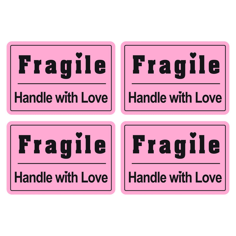 MeshaKippa 300pcs 2x3" Cute Pink Fragile Shipping Sticker for Personal Gift Bag, mailing Packages and Box 2x3 Pink Black - LeoForward Australia