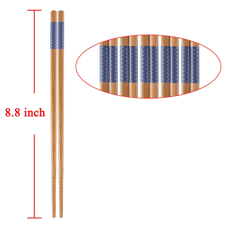  [AUSTRALIA] - Antner 5 Pairs Bamboo Chopsticks Reusable Japanese Style Chopstick Gift Sets, Classic Natural Bamboo Chop Sticks Dishwasher Safe, 8.8 Inch/22.5cm Natural Bamboo Style 1