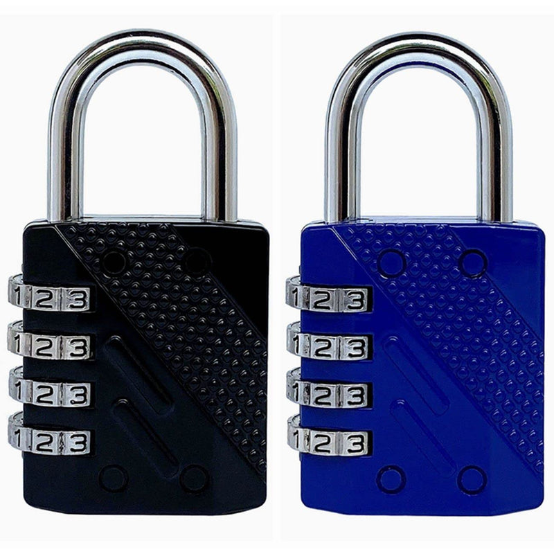  [AUSTRALIA] - ZPLIUST Combination Locks Resettable 4-Digit Outdoor Waterproof Padlock for Gym, School Locker, Fence, Toolbox, Gate, Hasp Storage Lock (Black & Blue 2 Pack) Black & Blue