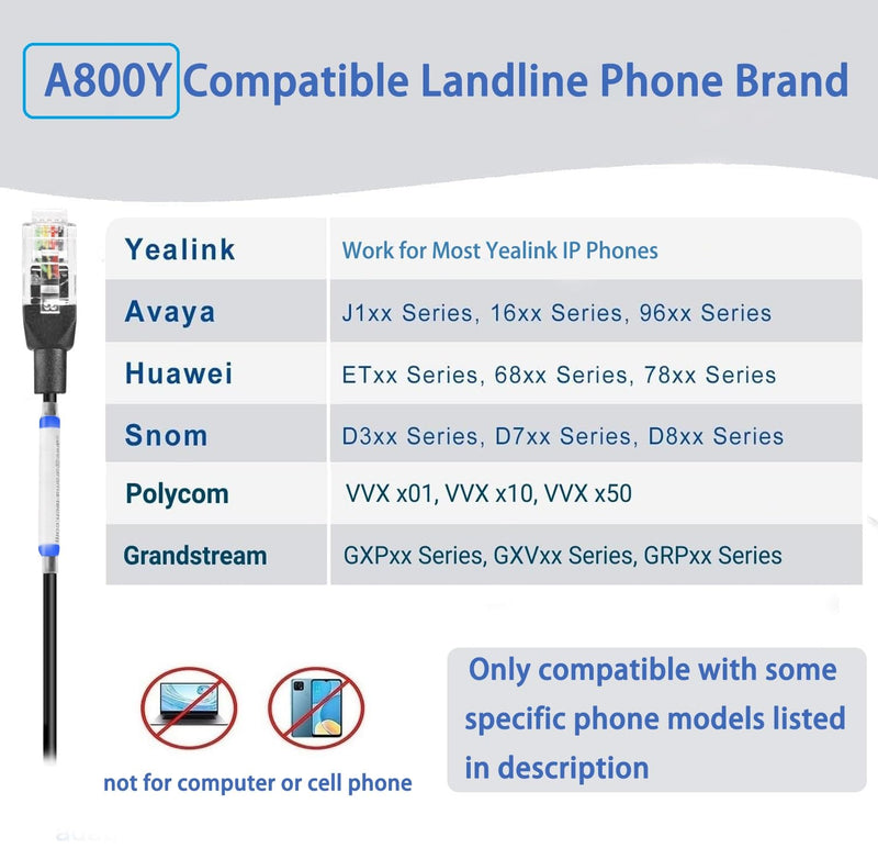  [AUSTRALIA] - Arama Telephone Headset with Microphone Noise Cancelling, RJ9 Office Phone Headsets Compatible with Yealink T20P T21P T26P T23G T46G T48G T42S T46S Avaya 1608 9608 9611 Grandstream Aastra(A800Y1) Monaural A800Y1