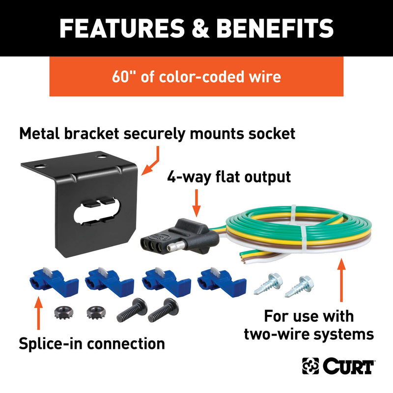  [AUSTRALIA] - CURT 58345 Vehicle-Side 4-Way Trailer Wiring Harness, 4-Pin Trailer Wiring