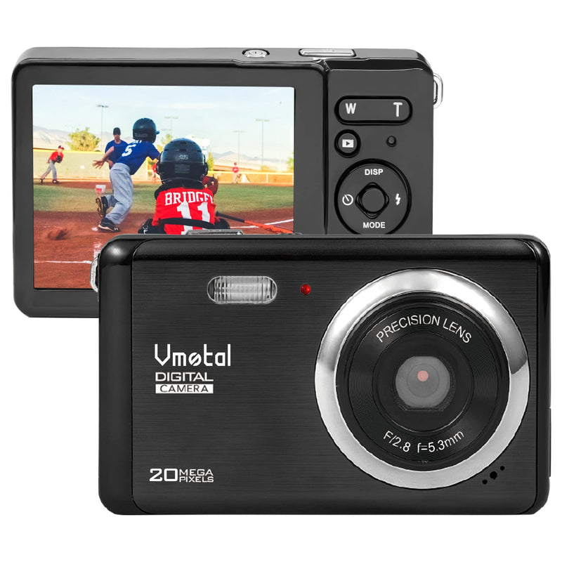  [AUSTRALIA] - 2.8 inch LCD Rechargeable FHD Mini Digital Camera, Vmotal 1080P Video Camera Students Cameras 20MP Compact Camera Travel,Holiday,Birthday Present for Kids/Beginners/Teens/Seniors (Black) Black