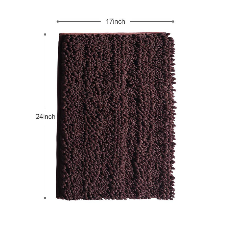  [AUSTRALIA] - Christmas Clearance Chenille Non Slip Soft Microfibers Bathroom Rugs, Extra Soft and Absorbent Shaggy Plush Carpet Mats (17"x24",Striped Brown) 17"x24"