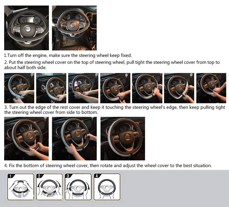 [AUSTRALIA] - Rueesh Microfiber Leather Steering Wheel Cover Anti-Slip Matte Finish Auto Car Wheel Cover Universal 15 Inch Wheel Cover for Car Embossing Pattern Black Line M (14.5"-15" Diameter)