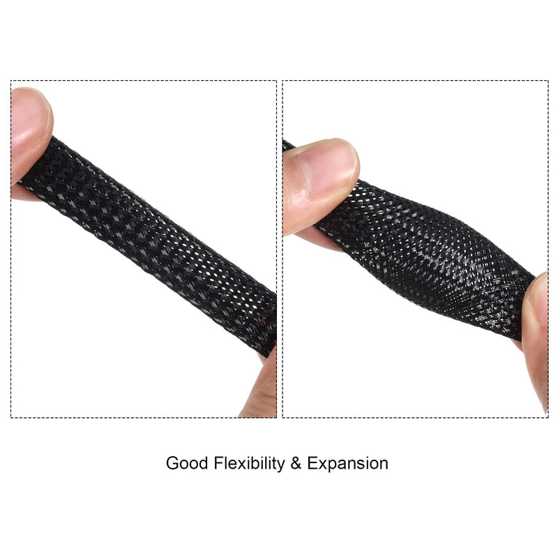  [AUSTRALIA] - 50ft Black PET Expandable Braided Cable Sleeve, Wire Sleeving with 127 Pieces Heat Shrink Tube for Audio Video and Other Home Device Cable Automotive Wire (1/4 Inch, 1/2 Inch, 3/4 Inch) 1/4 Inch, 1/2 Inch, 3/4 Inch