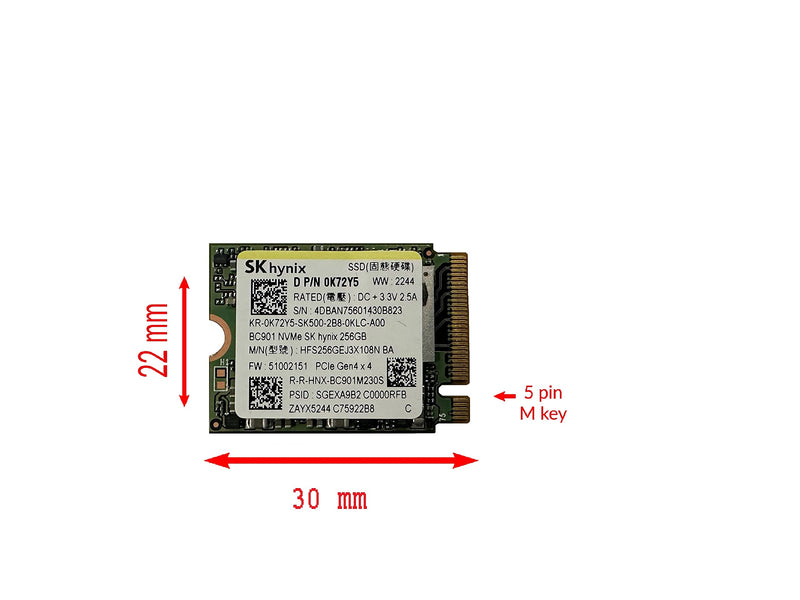  [AUSTRALIA] - OEM SK Hynix BC901 256GB M.2 PCI-e GEN 4X4 NVME SSD Internal Solid State Drive 30mm 2230 Form Factor M Key Steam Deck SK HYN | 4th Gen