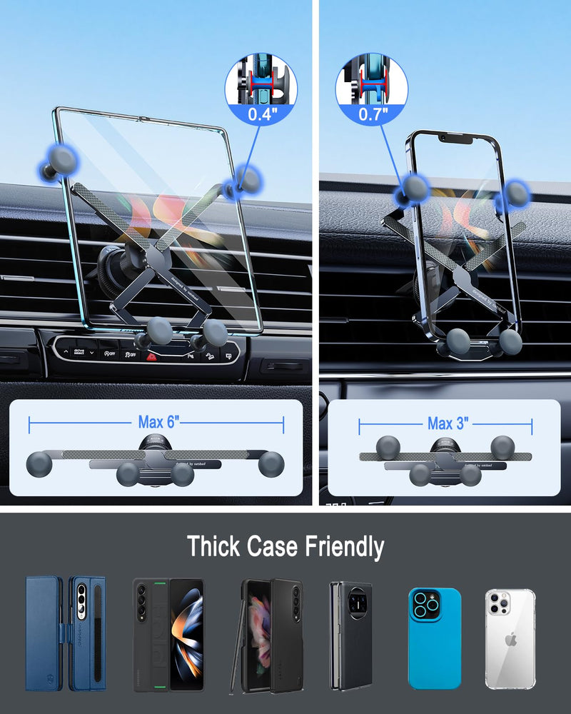 [AUSTRALIA] - Xuenair Fold 4 Car Mount, [2 Froms] Gravity Fold 4 Car Mount,[Thick Case Friendly] Cell Phone Holder Z Fold 3 Car Mount for Samsung Galaxy Z Fold 4 3 2 Googl Pixel Fold s23 22 Ultra iPhone 14 Black