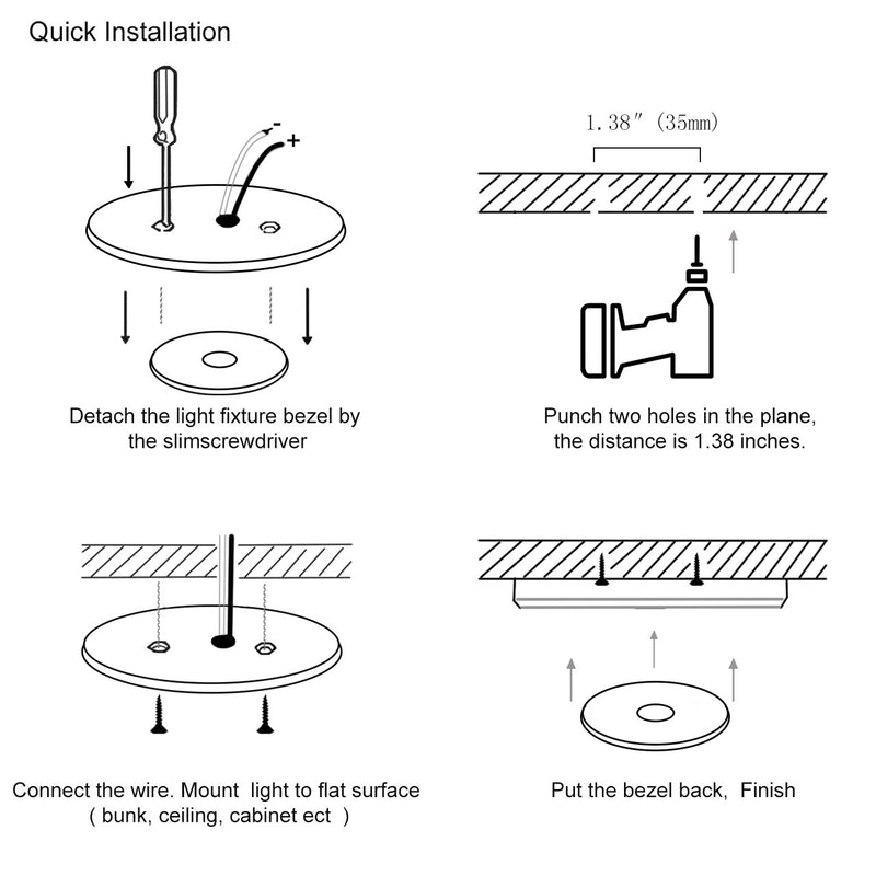  [AUSTRALIA] - THALASSA 3W RV Boat Touch Ceiling LED Light - DC 12V 2800K Soft White Memory Light Annular Frosted Lens with Stepless Dimmable, Surface Mount, Hidden Fasteners Design with Stainless Steel Screws 1 pack