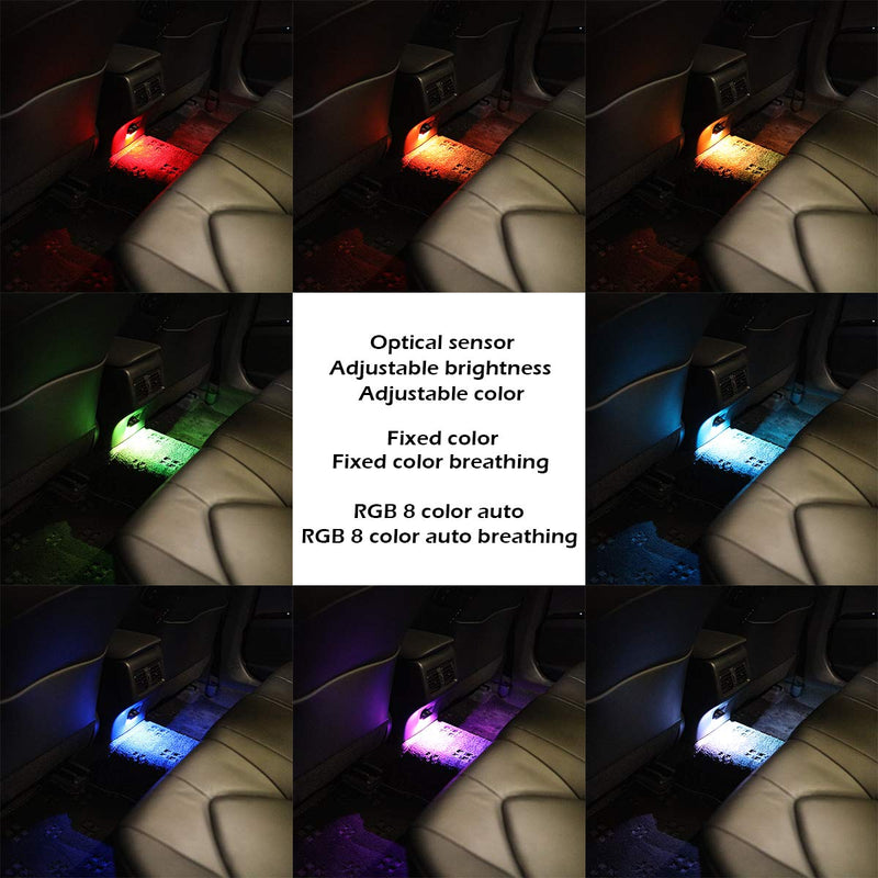  [AUSTRALIA] - (Qty: 2) Mini USB LED Light, RGB Car LED Interior Lighting Kit, DC5V Smart USB LED Atmosphere Light, Laptop Keyboard Light Home Decoration Night Lamp (Color: Adjustable Brightnes, 8 Color Change)