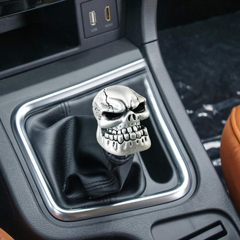  [AUSTRALIA] - Arenbel Skull Shifting Knob Gear Stick Shift Knobs Car Shifter Handle fit Universal Manual Automatic Vehicles, Silver
