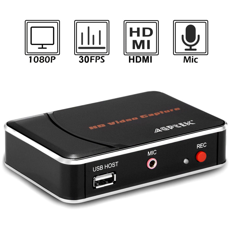  [AUSTRALIA] - 1080P HDMI Video Capture Card HD Game Recorder Compatible with Xbox One/360/ PS4/ Wii U/Nintendo Switch and Support Mic in for Commentary, No Need PC