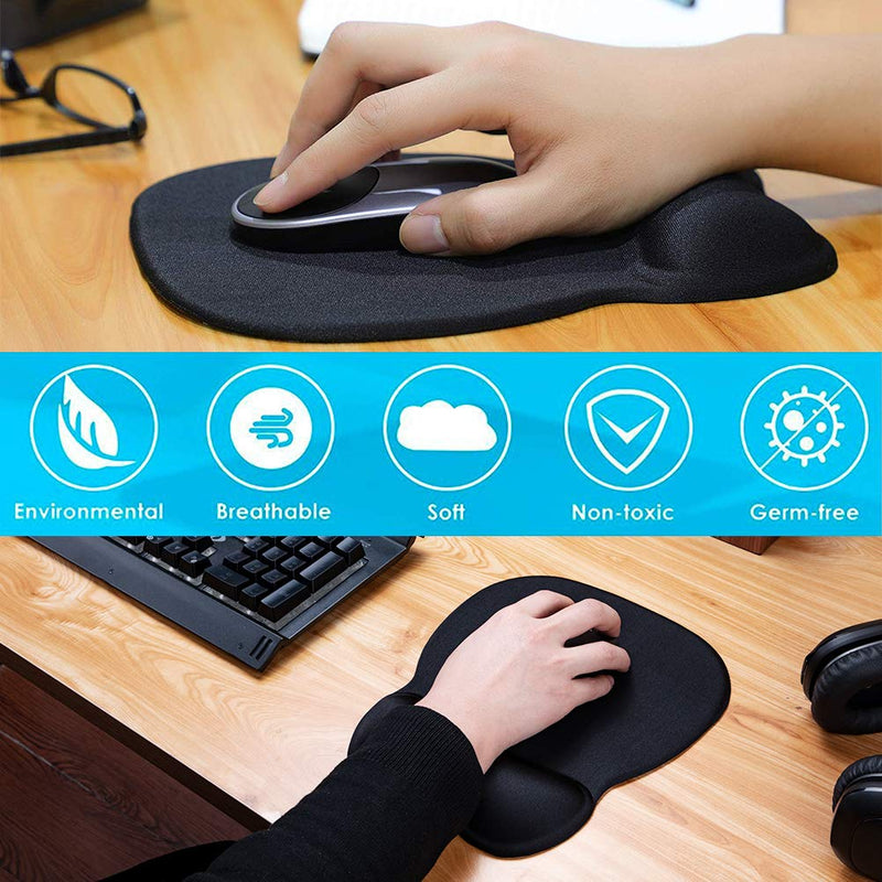 MROCO Ergonomic Mouse Pad with Wrist Support Gel Mouse Pad with Wrist Rest, Comfortable Computer Mouse Pad for Laptop, Pain Relief Mousepad with Non-slip PU Base for Office & Home, 9.4 x 8.1 in, Black - LeoForward Australia