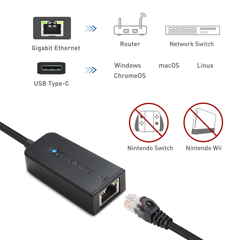 Cable Matters USB C to Ethernet Adapter (USB C to Gigabit Ethernet Adapter) in Black - USB-C and Thunderbolt 4 / USB4 / Thunderbolt 3 Port Compatible with MacBook Pro, Dell XPS, Surface Pro and More - LeoForward Australia
