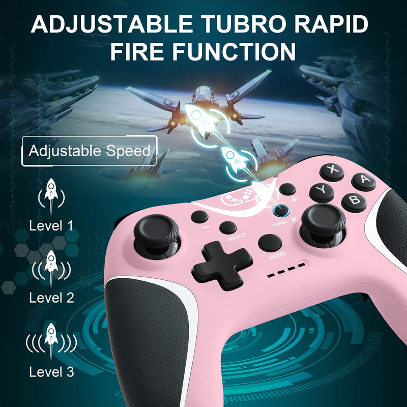  [AUSTRALIA] - Wireless Switch Pro Controller for Nintendo Switch N-S/Lite/OLED/Android/IOS 13.0+/PC Switch Remote Gamepad with Joystick Adjustable Turbo Vibration Ergonomic Non-Slip (Pink) pink