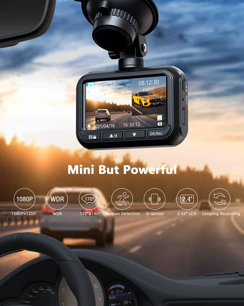  [AUSTRALIA] - Dash Camera for Cars 1080P Full HD Dual Dash Cam Front and Rear, 2.45" IPS Screen in Car Camera with Waterproof Backup cam,170°Wide Angle WDR Motion Detection Parking Monitor G-Sensor