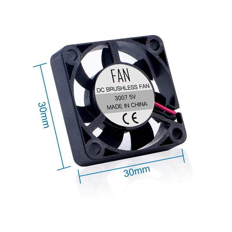  [AUSTRALIA] - Smraza Compatible with Raspberry Pi 4 Fan with 4PCS Aluminum Heatsinks, DC 5V Cooling Fan for Raspberry Pi 4, Fan for Raspberry Pi 4 Model B, 3 B+, Pi 3, Pi 2, Size:30x30mm (Black Fan)