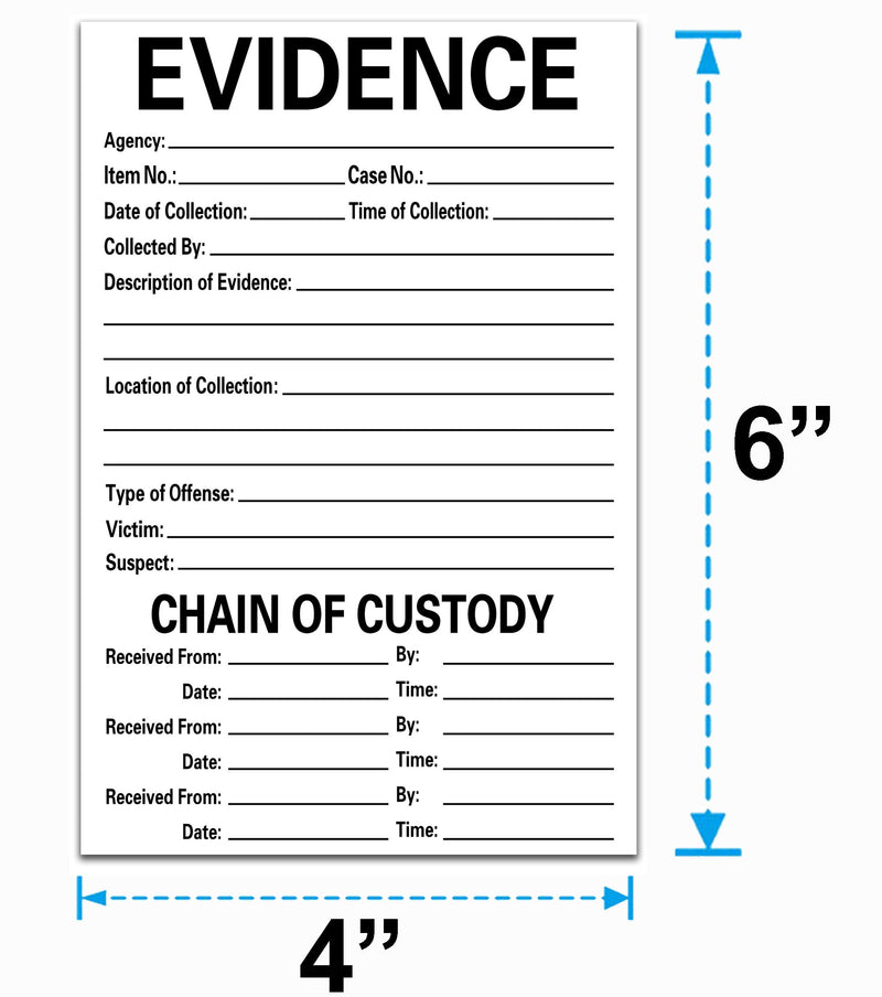 Adhesive Evidence Label 4 X 6 Inches - Stick on Evidence Stickers 100 Labels Per Pack (4 X 6 Inches, White Evidence) - LeoForward Australia