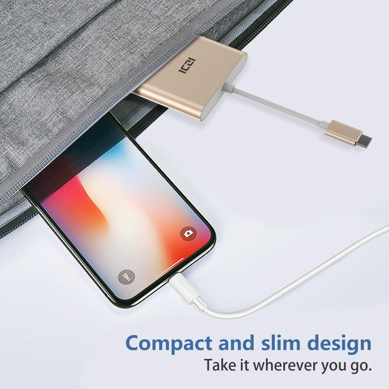 ICZI USB C Hub to HDMI 4K Adapter with Type C PD, USB 3.0, Compatible with 2020-2016 MacBook Pro 13/15/16, New Mac Air/Surface, ChromeBook, More, Multiport Charging & Connecting Adapter rose gold - LeoForward Australia