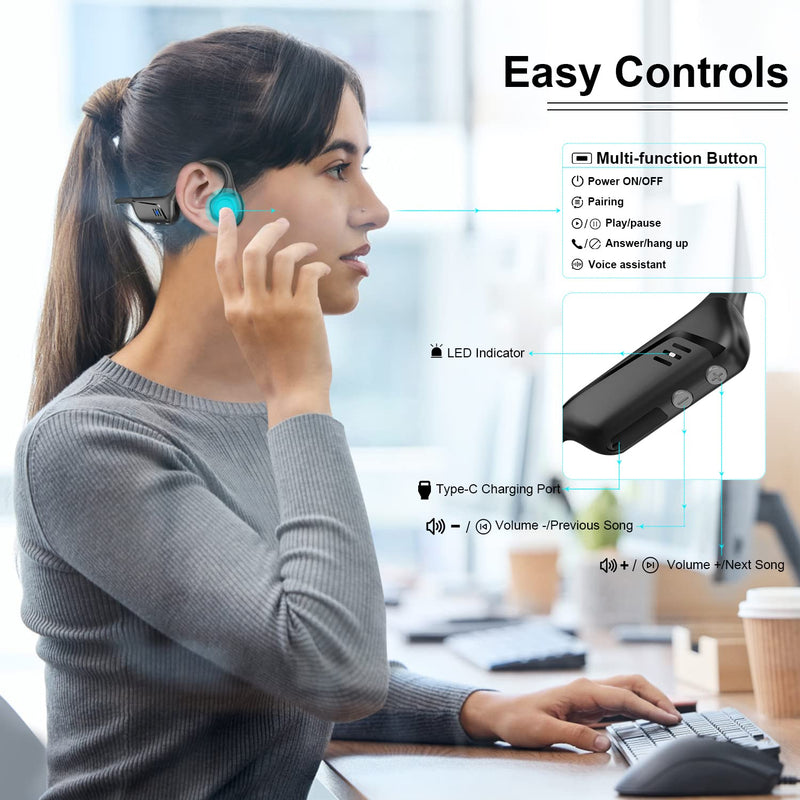  [AUSTRALIA] - Giveet Bluetooth Headset with Microphone, aptX-HD/LL Wireless Headset with Mute Button for Phone Computer Laptop PC, Noise Canceling Open Ear Headphones for Office Home Working Driving, 16Hrs Playtime G3