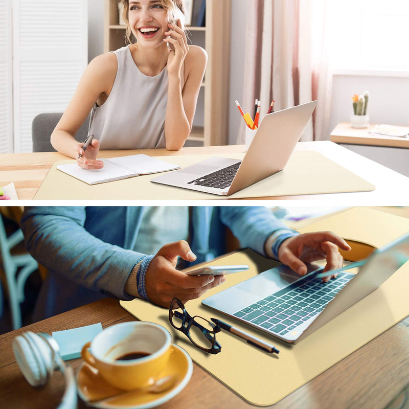  [AUSTRALIA] - Non-Slip Desk Pad,Mouse Pad,Waterproof PVC Leather Desk Table Protector,Ultra Thin Large Desk Blotter, Easy Clean Laptop Desk Writing Mat for Office Work/Home/Decor(Beige, 23.6" x 13.7") Beige 23.6" x 13.7"